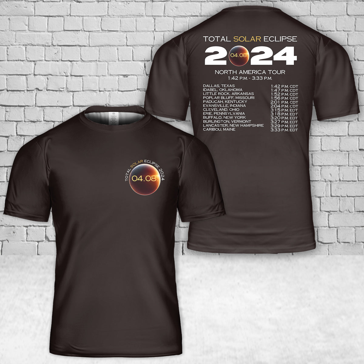 Total Solar Eclipse April 8th 2024 T-Shirt 3D