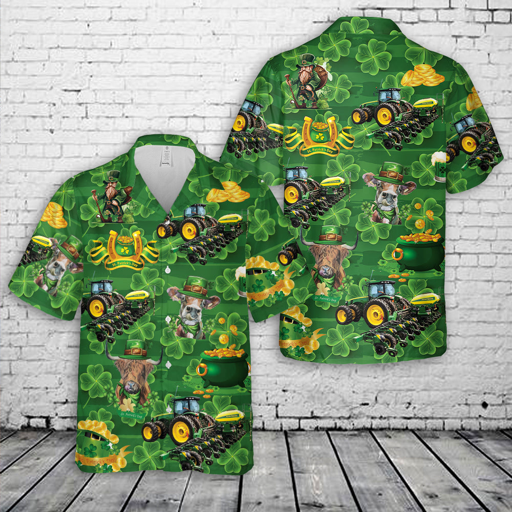 Tractor Planter, St Patrick's Day Hawaiian Shirt
