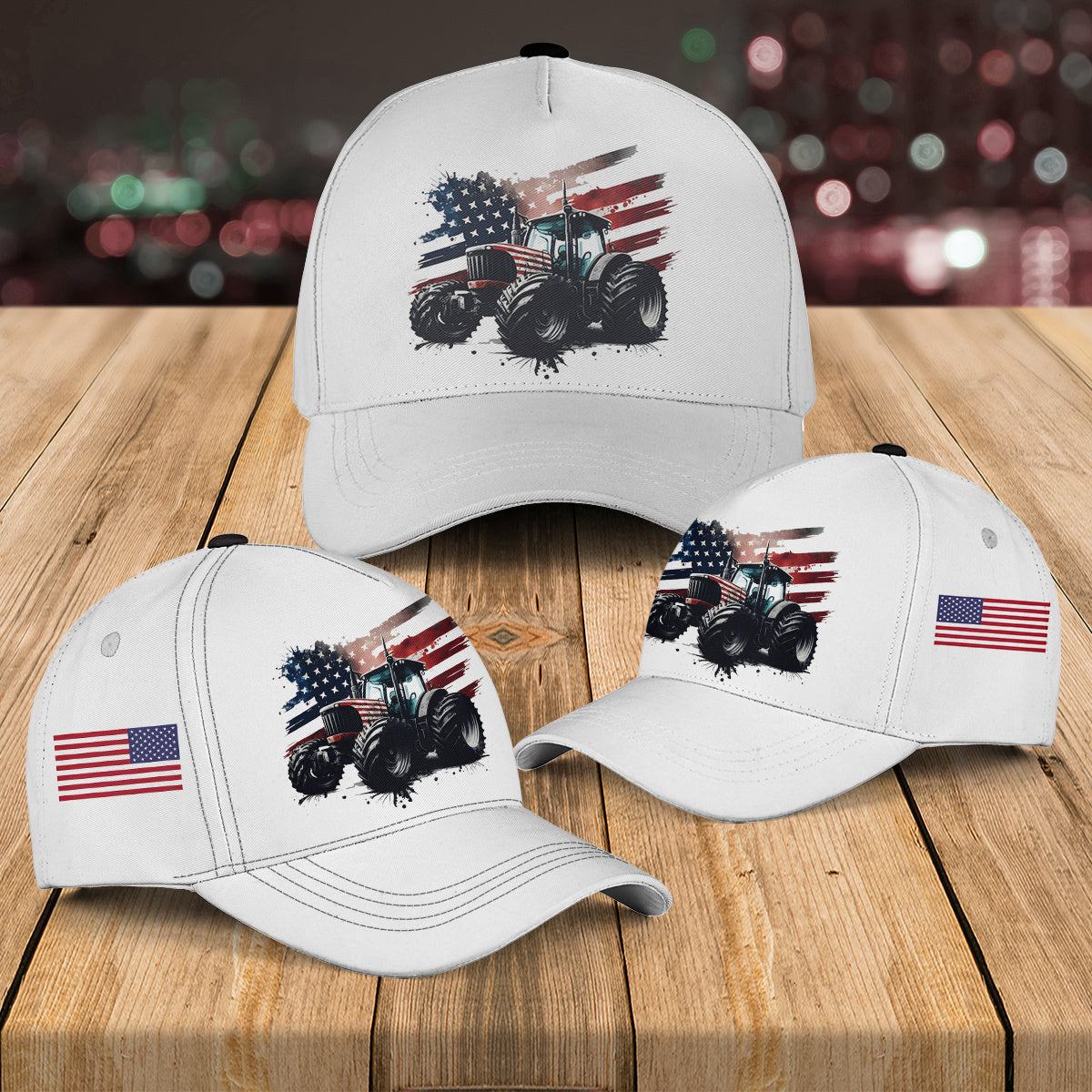 Tractor USA Flag Baseball Cap