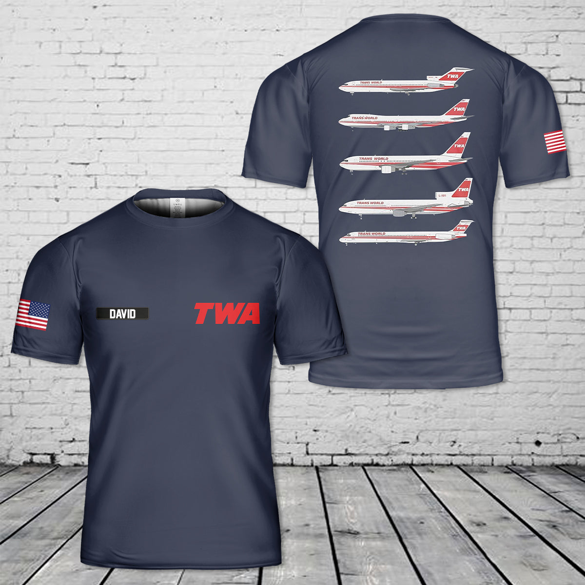 Custom Name Trans World Airlines 3D T-Shirt
