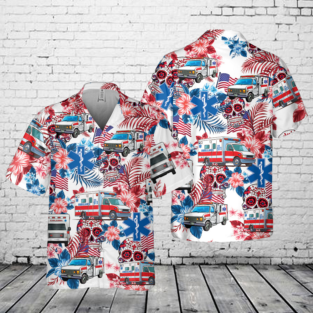 Tropical Ambulance, 4th Of July Hawaiian Shirt