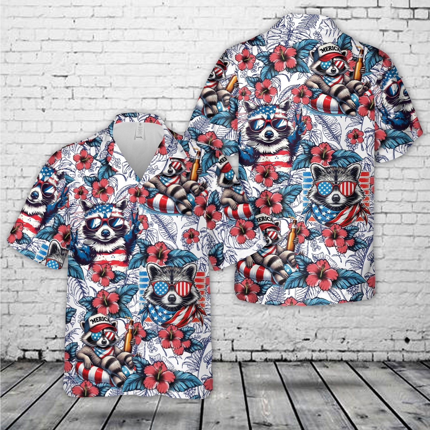 Tropical Raccoon 4th of July Hawaii Shirt