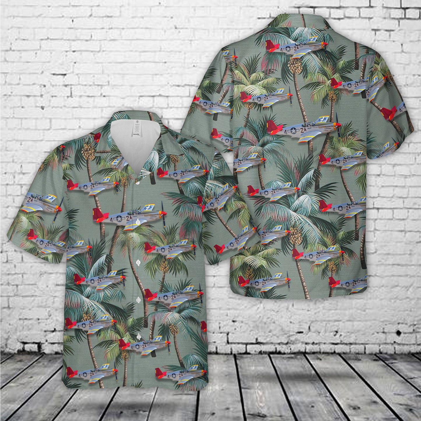 Tuskegee Airmen P-51 Mustang Hawaiian Shirt