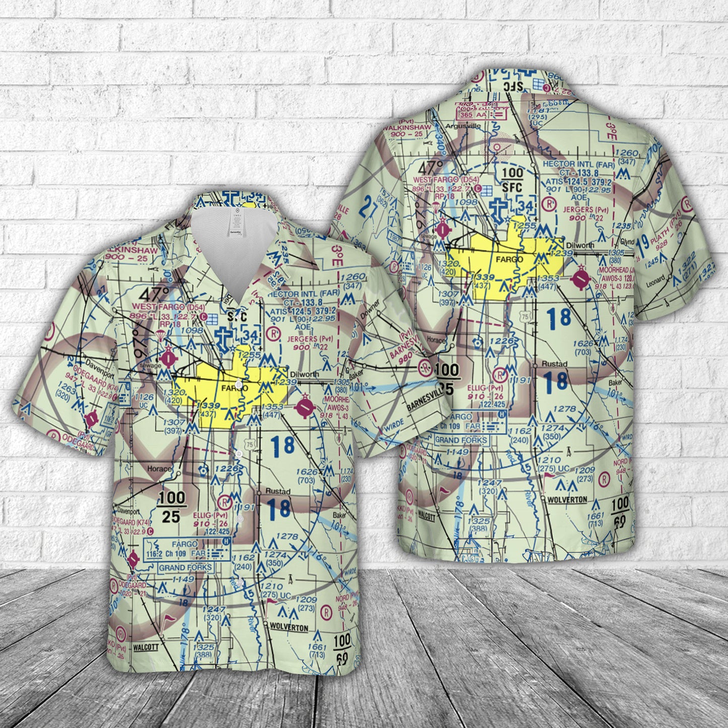 Twin Cities VFR Sectional Chart Hawaiian Shirt