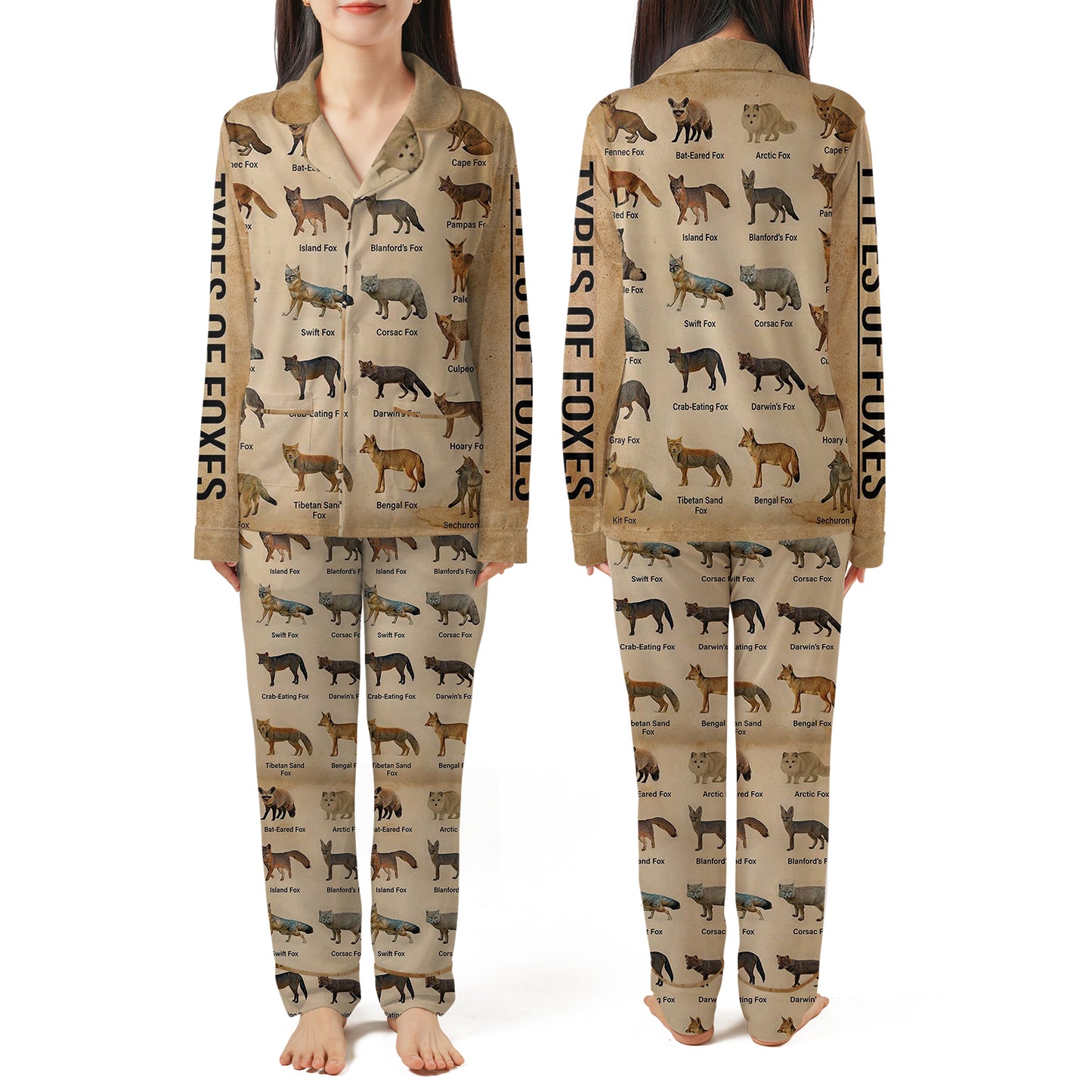 Types Of Foxes AOP Pajamas Set