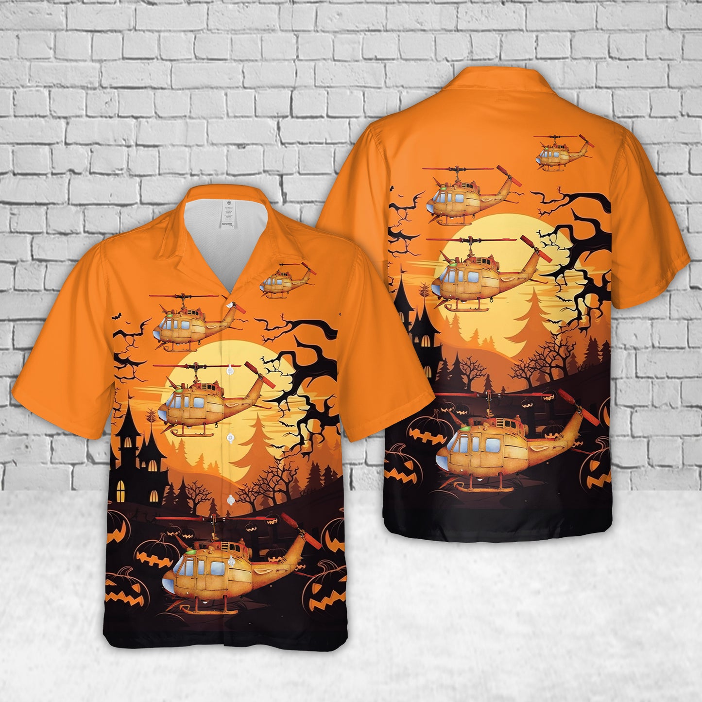 UH-1 Huey Helicopter Halloween Hawaiian Shirt