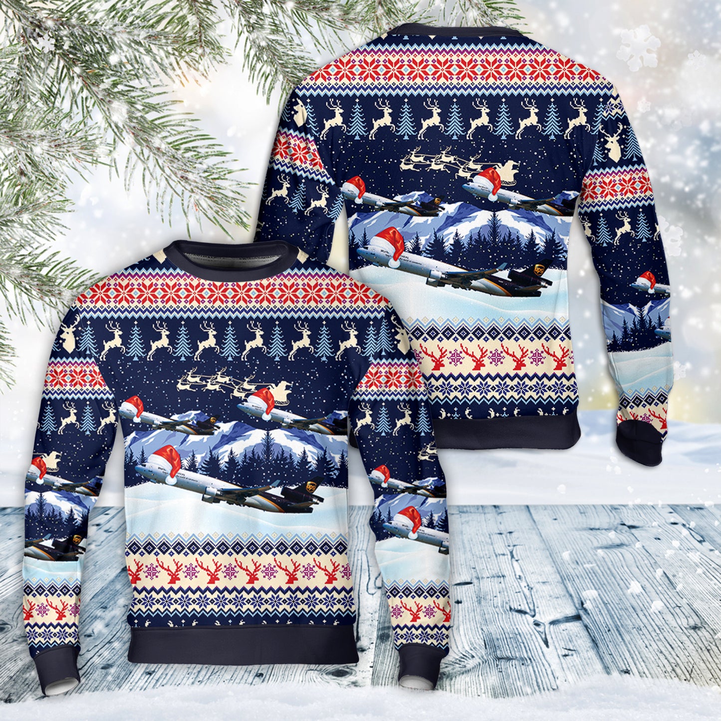 UPS McDonnell Douglas MD-11(F) Christmas AOP Sweater