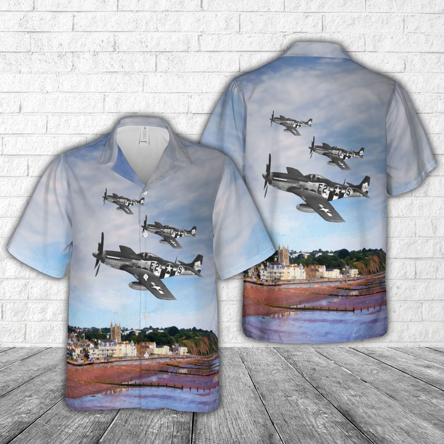 USAAF 375th Fighter Squadron North American P-51D Mustang Hawaiian Shirt