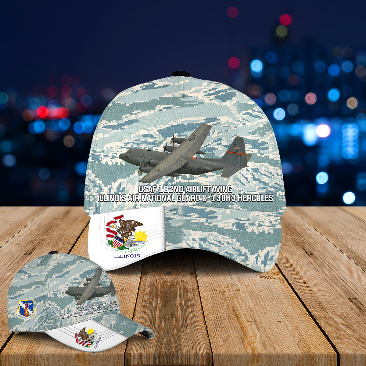 USAF 182nd Airlift Wing Illinois Air National Guard C-130H3 Hercules Baseball Cap