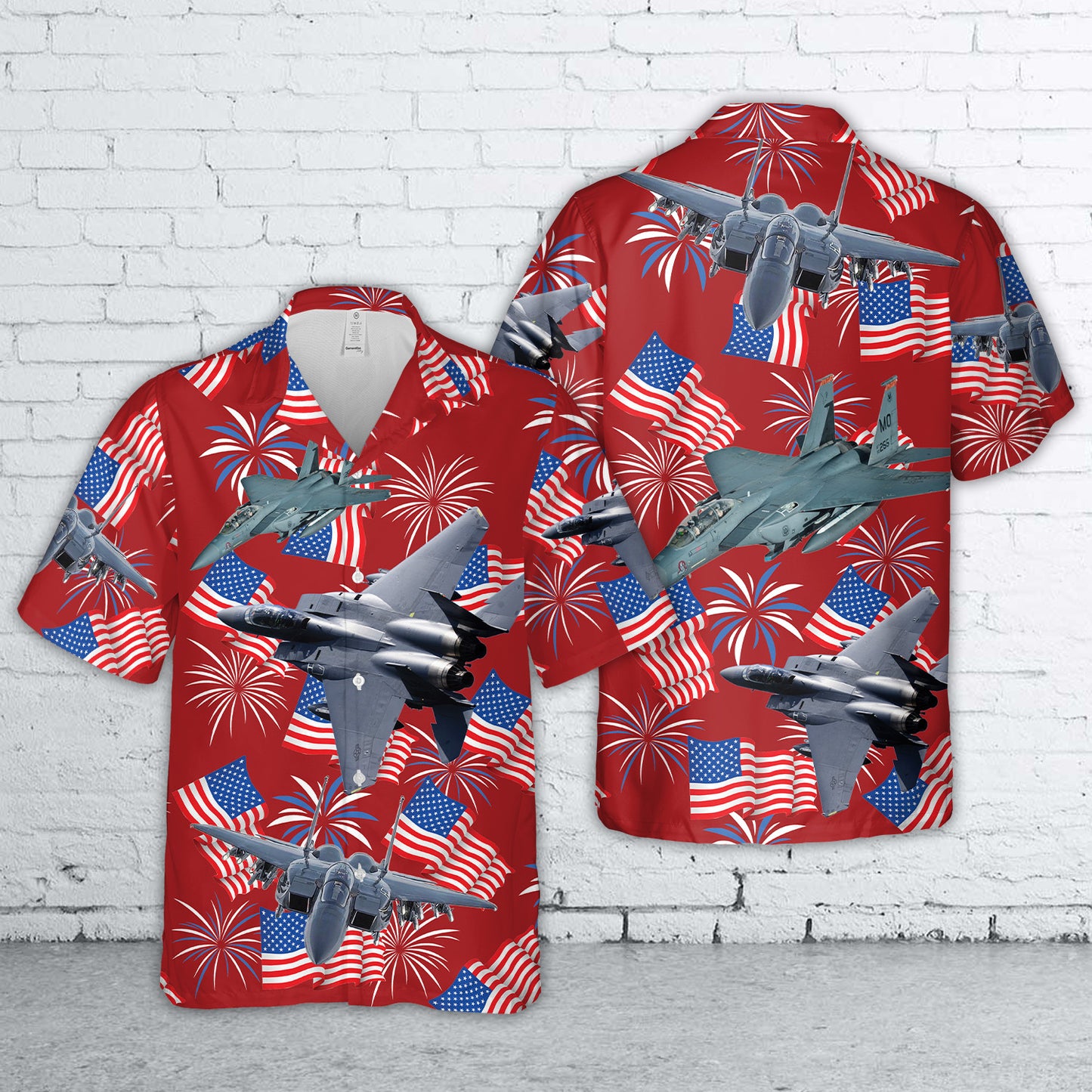 USAF F-15E Strike Eagle, 4th Of July Hawaiian Shirt