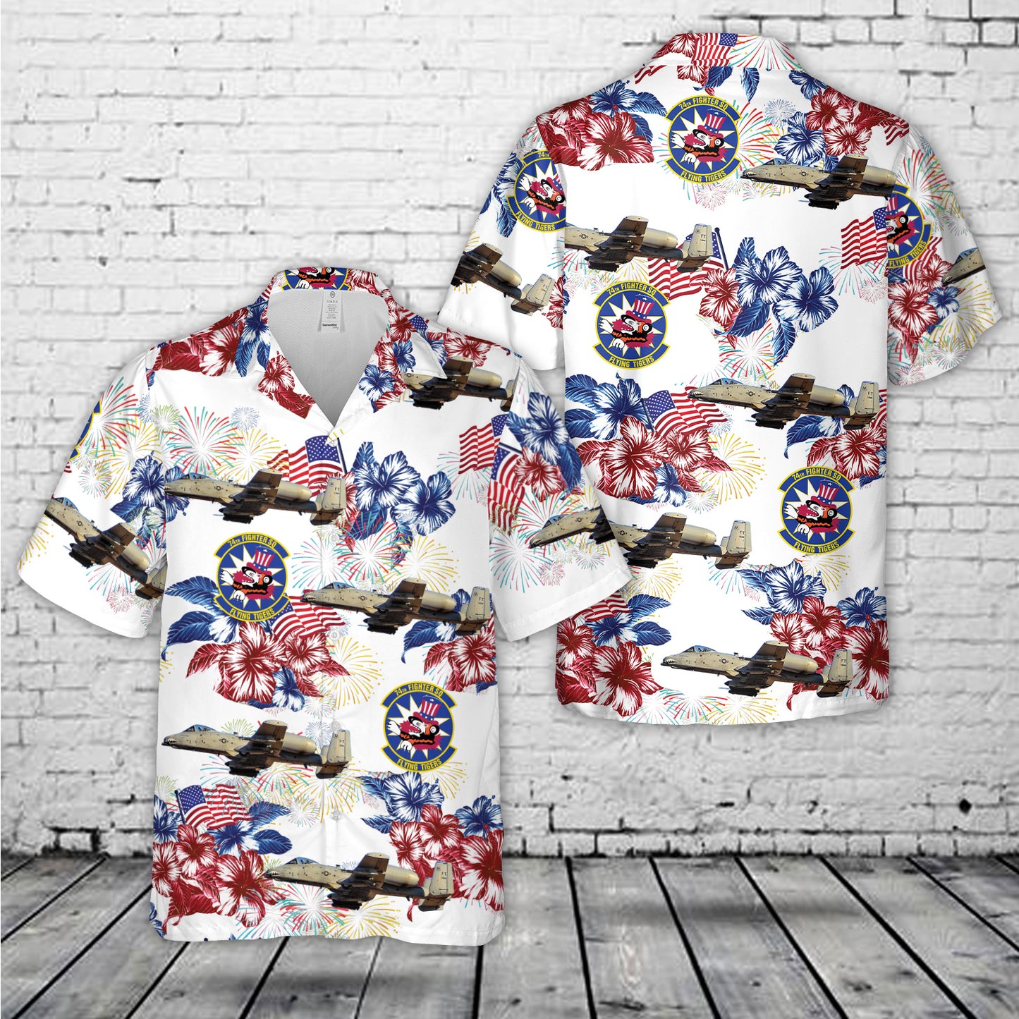 USAF Fairchild Republic A-10 Thunderbolt II "Warthog" 74th Fighter Squadron "Flying Tigers" Hawaiian Shirt