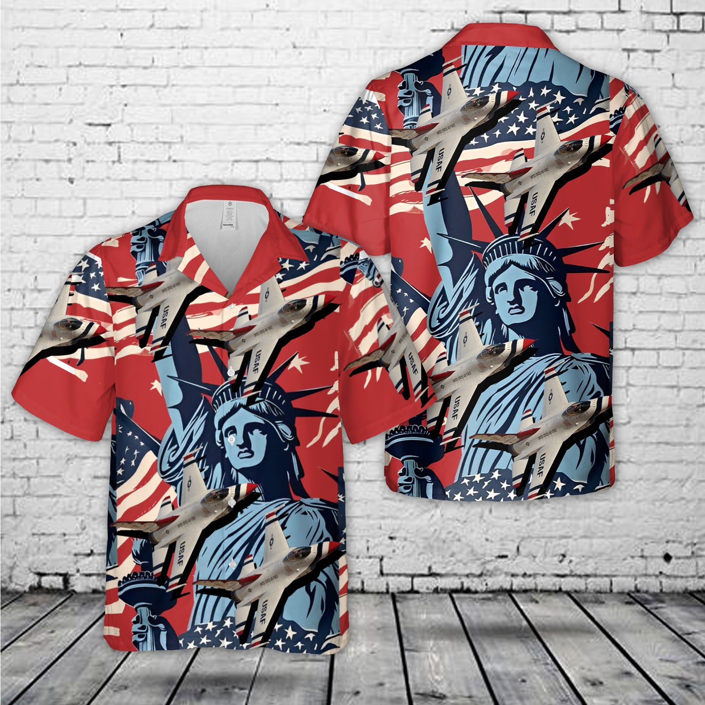 USAF Thunderbirds Lockheed Martin F-16CM Fighting Falcon, 4th Of July Hawaiian Shirt