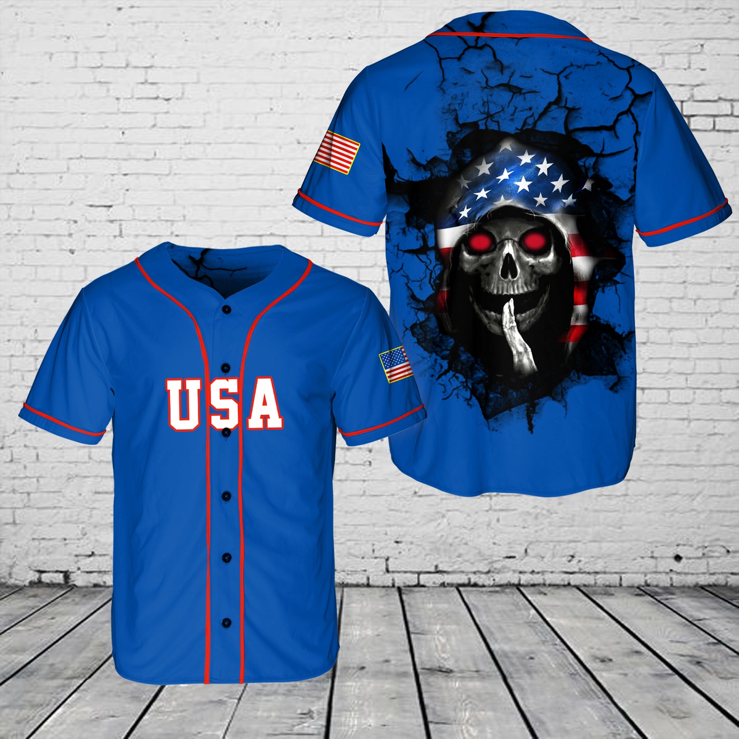 USA Skull Whisper Baseball Jersey