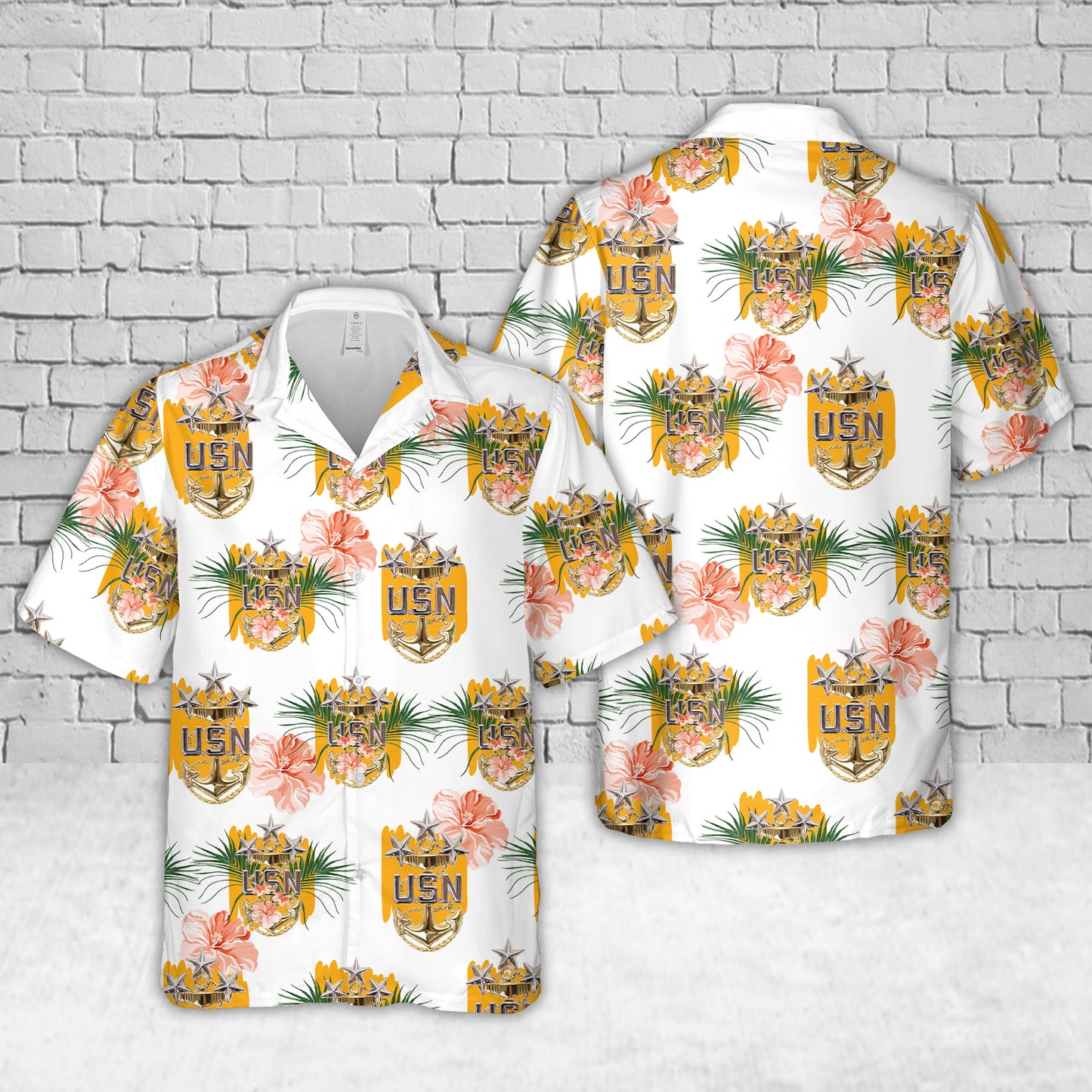 US Navy USN Miniature E-9 Master CPO Cap Device Hawaiian Shirt