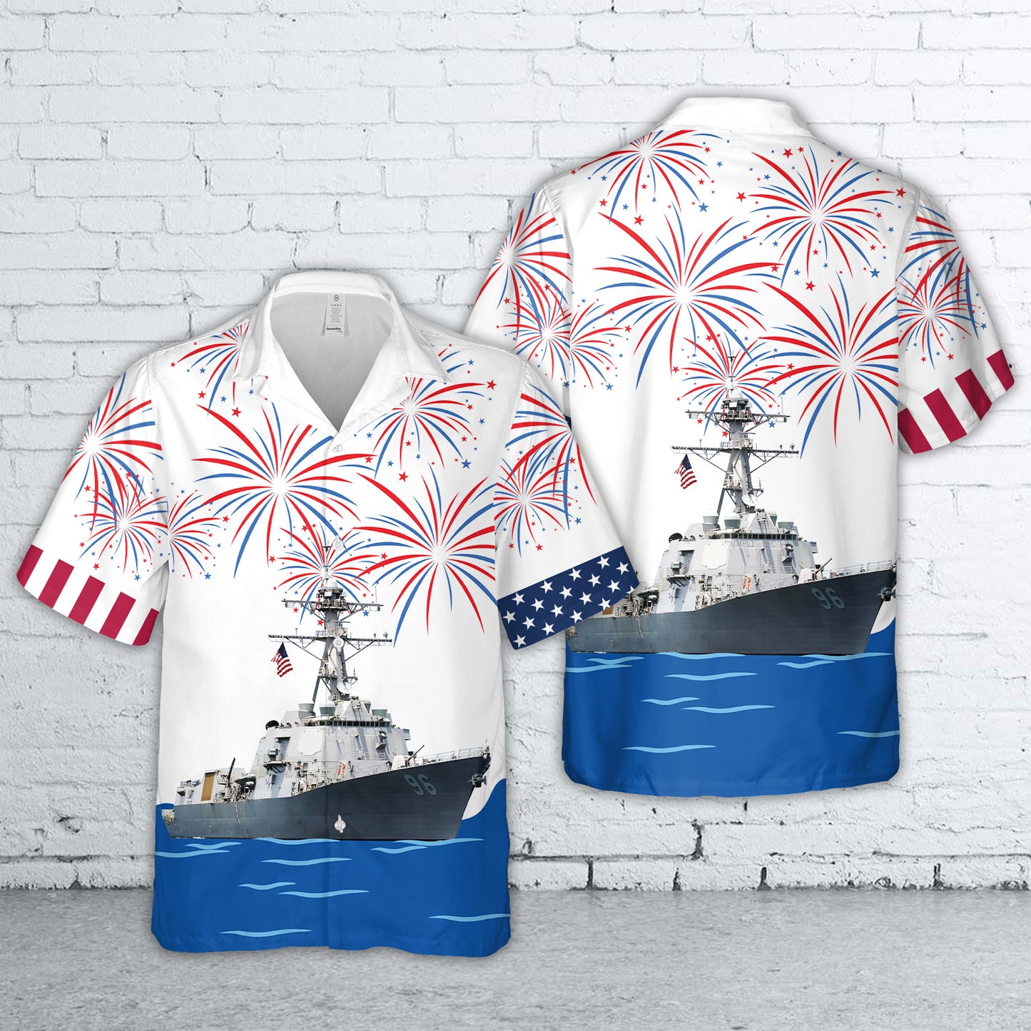 US Navy USS Bainbridge (DDG-96), 4th Of July Hawaiian Shirt