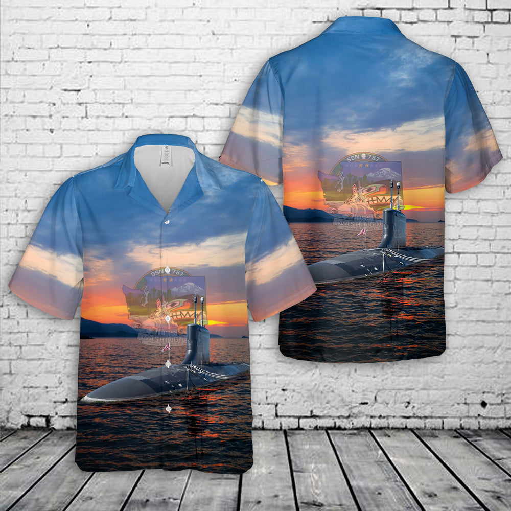 USS Washington (SSN-787) Attack Submarine Hawaiian Shirt