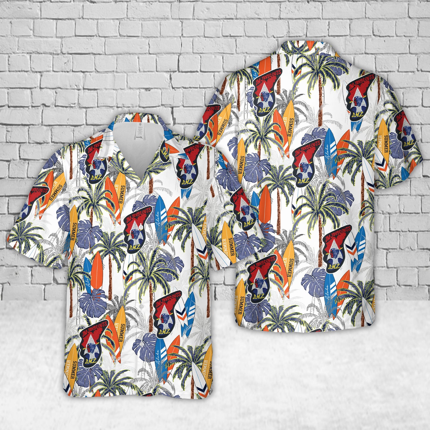 US ARMY "Imjin Scouts" DMZ Patch Hawaiian Shirt