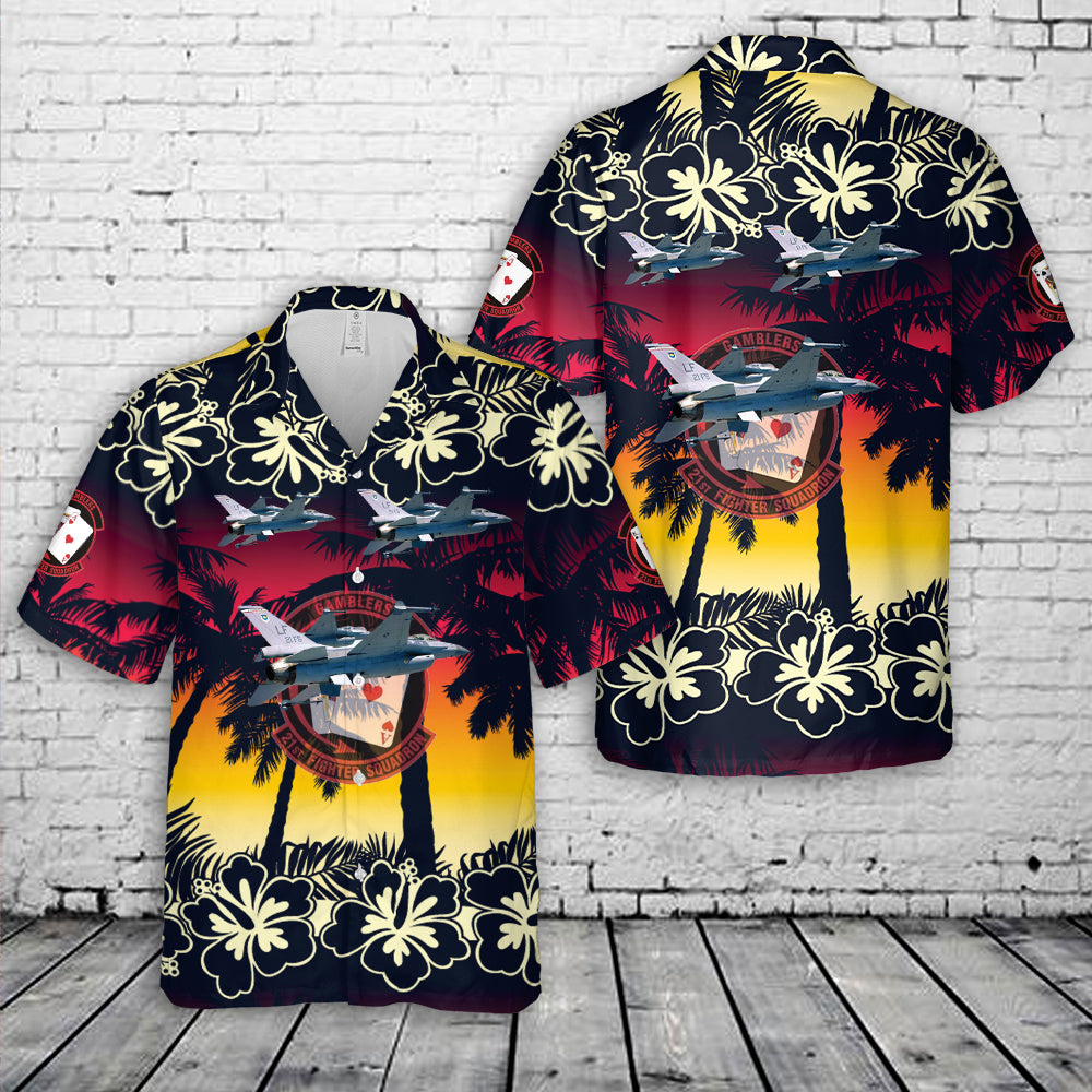 US Air Force 21st Fighter Squadron F-16 Hawaiian Shirt