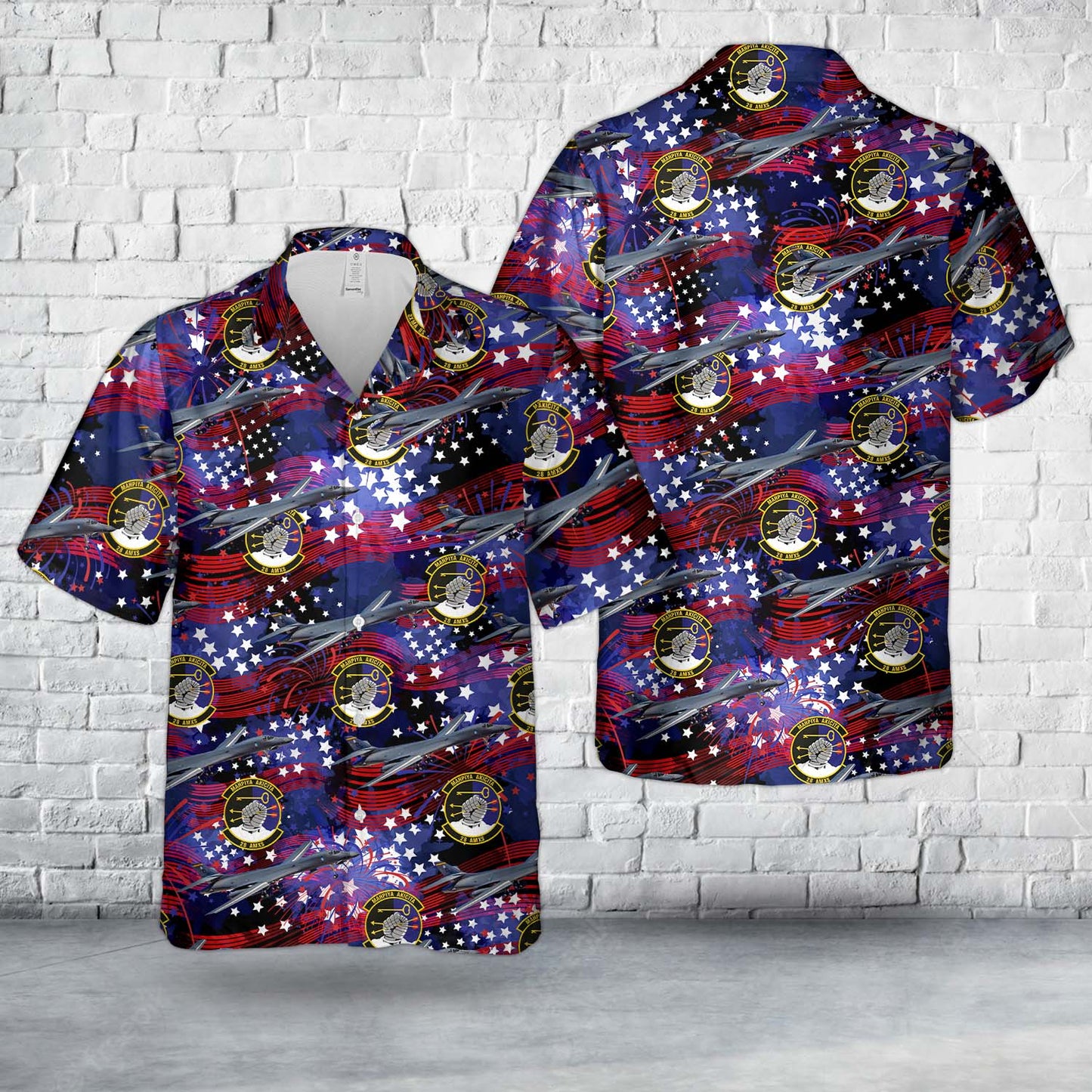 US Air Force 28th Aircraft Maintenance Squadron Rockwell B-1B Lancer, 4th Of July Hawaiian Shirt