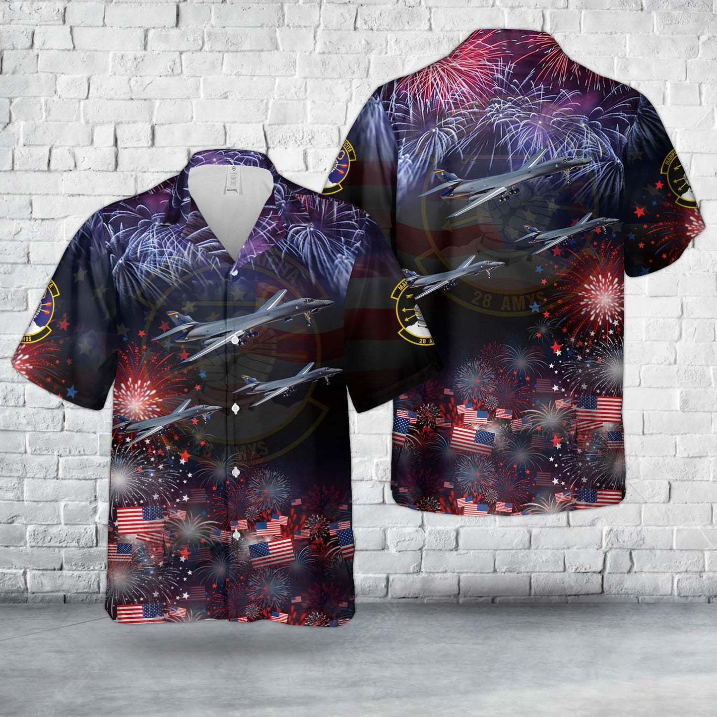 US Air Force 28th Aircraft Maintenance Squadron Rockwell B-1B Lancer, 4th Of July Hawaiian Shirt