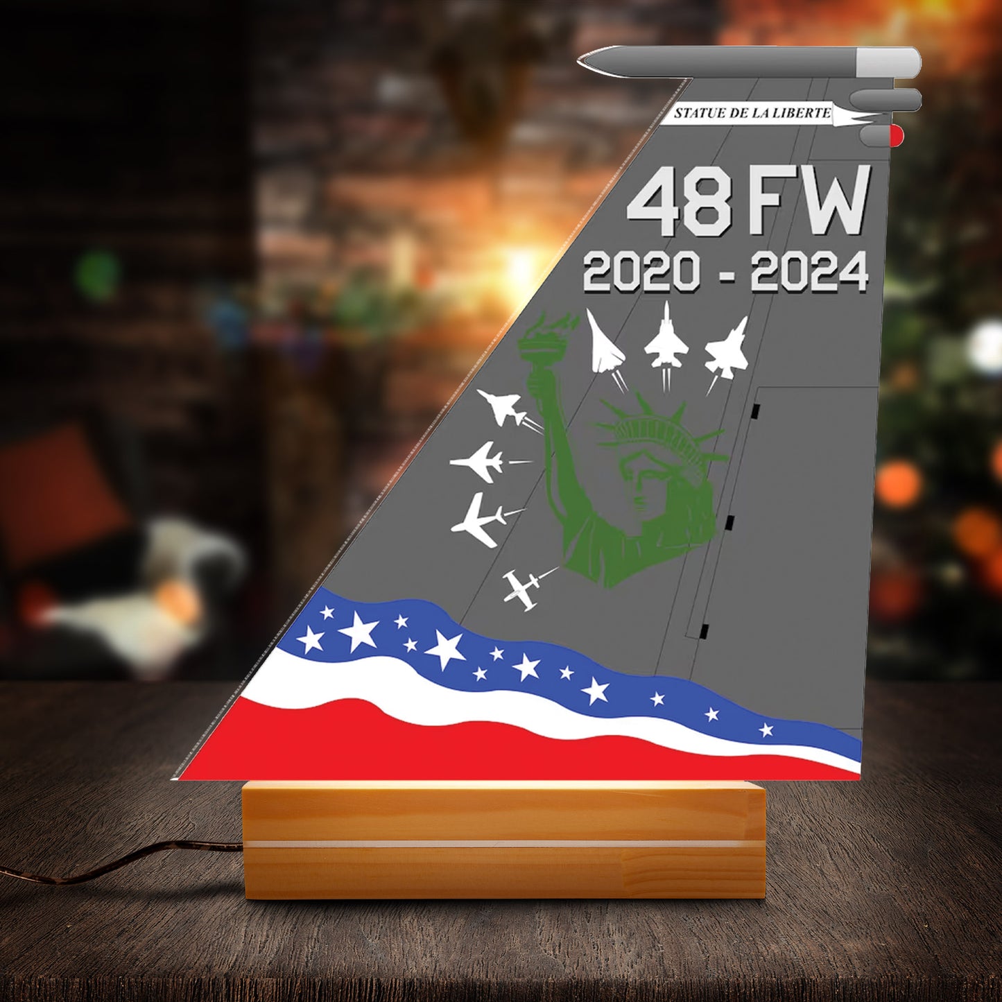 US Air Force 48th Fighter Wing (48 FW) F-15 Aircraft Tail Photo Night Light