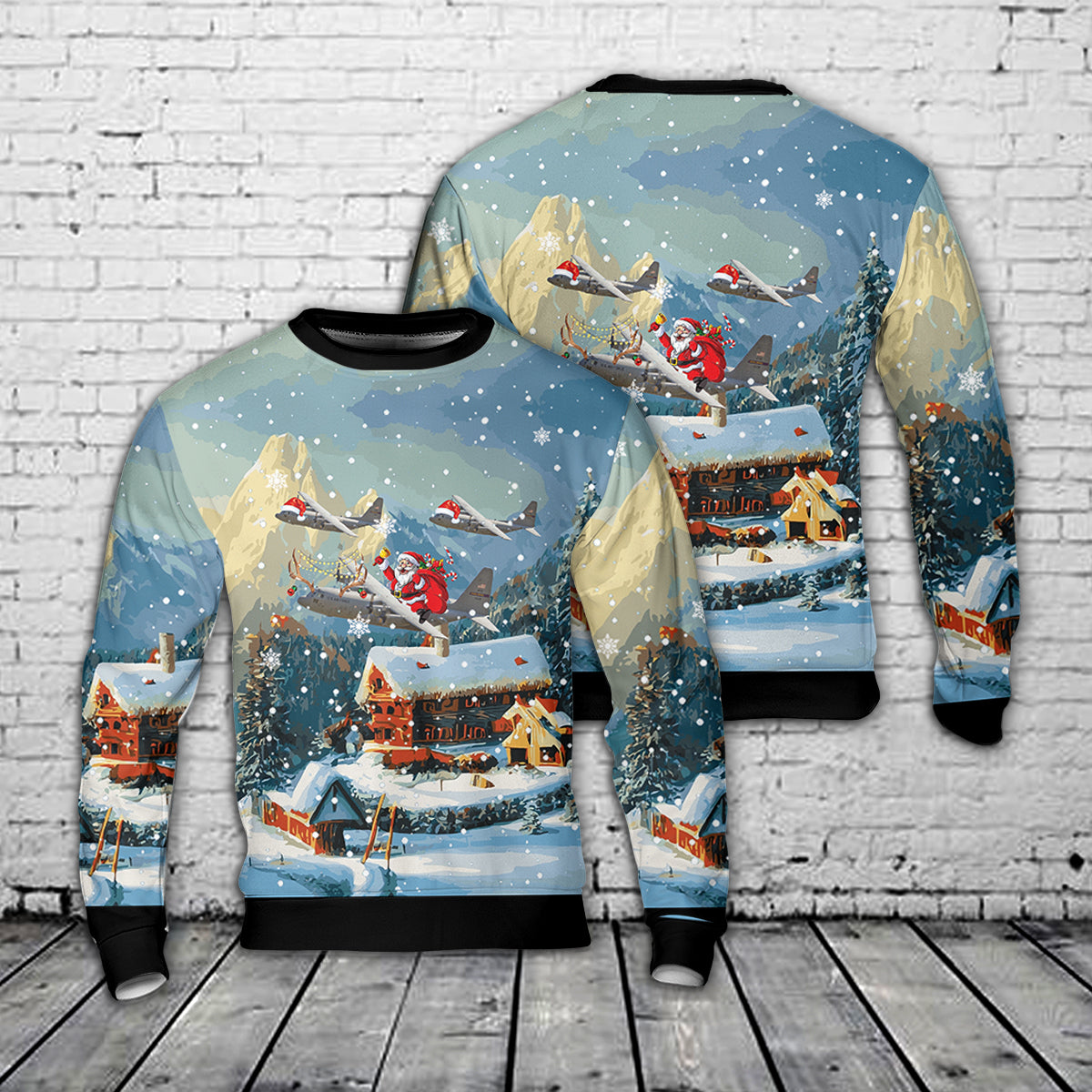 US Air Force 96th Airlift Squadron Minnesota Flying Vikings Lockheed C-130 Hercules Christmas Sweater