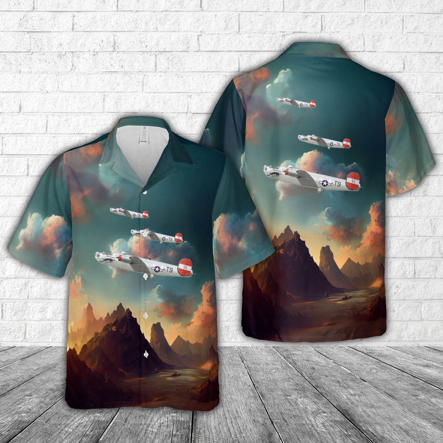 US Air Force B-24J 'Black Cat', 785th Bomb Squadron, 466th Bomb Group, 8th Air Force, 1945 Hawaiian Shirt