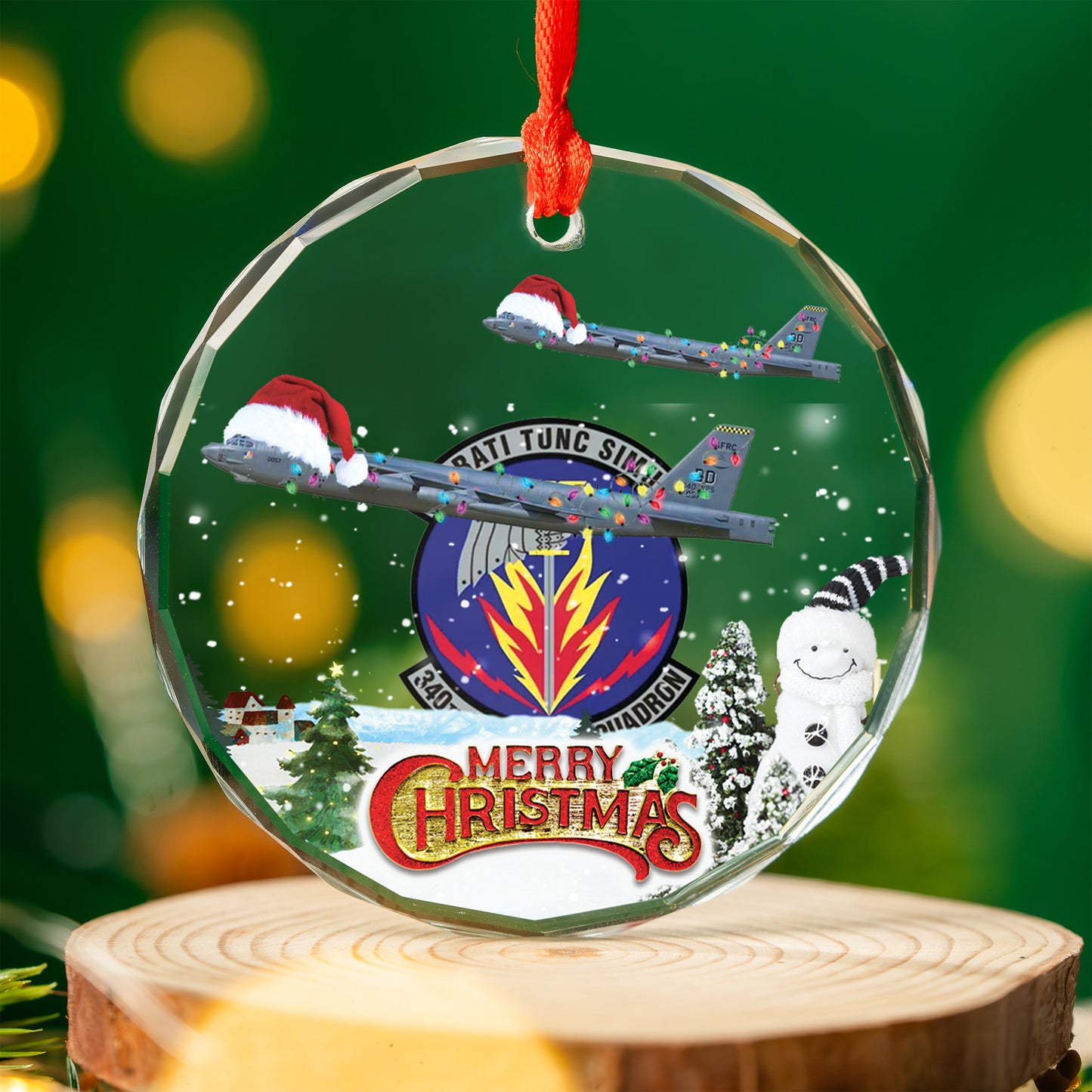 US Air Force B-52H Stratofortress 57th W, 340th WPS, BD/60-0057 "Luck be a Lady", Barksdale AFB, LA Christmas Glass Ornament
