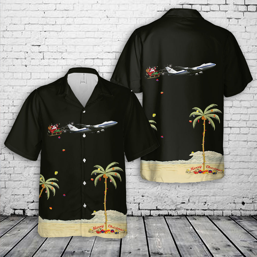 US Air Force Boeing E-4B Christmas Hawaiian Shirt