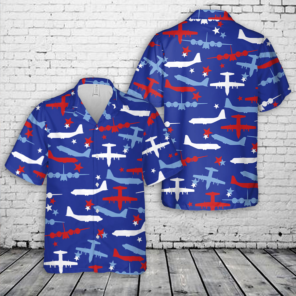 US Air Force C-130 Hercules, 4th of July Seamless Hawaiian Shirt