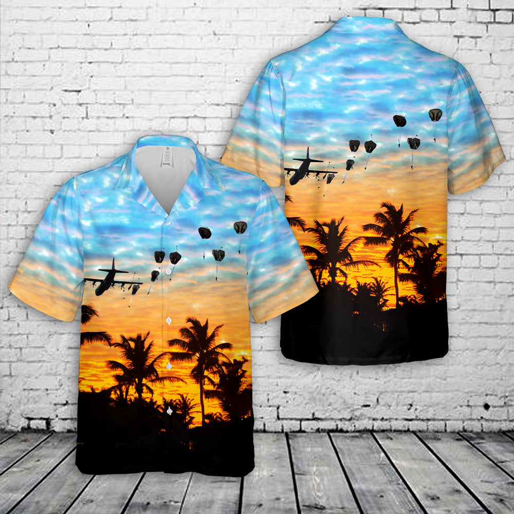US Air Force C-130 Hercules drops U.S. and International Forces paratroopers in Normandy on 70th anniversary of D-Day Hawaiian Shirt