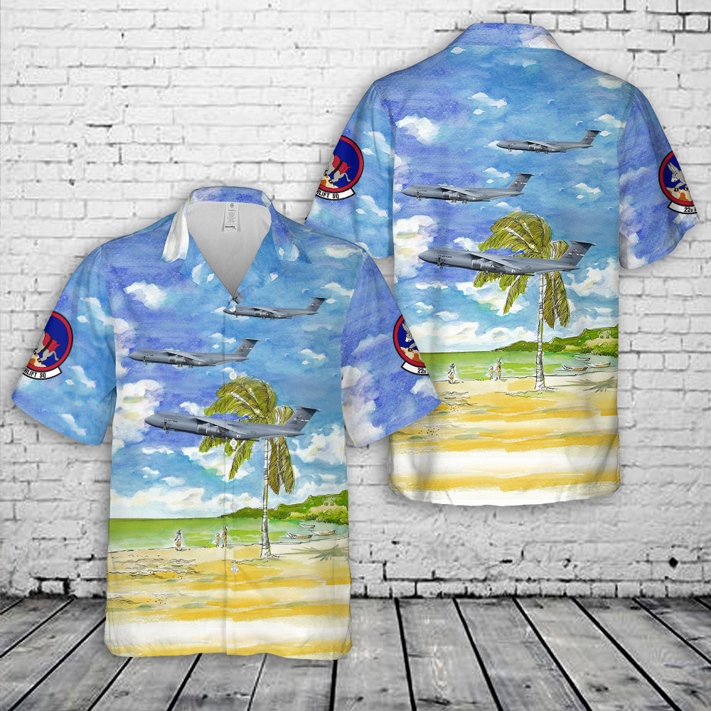 US Air Force C-5M Super Galaxy 60th Air Mobility Wing, 349th Air Mobility Wing, 22nd Airlift Squadron, 87-0042 - Travis AFB, CA Hawaiian Shirt