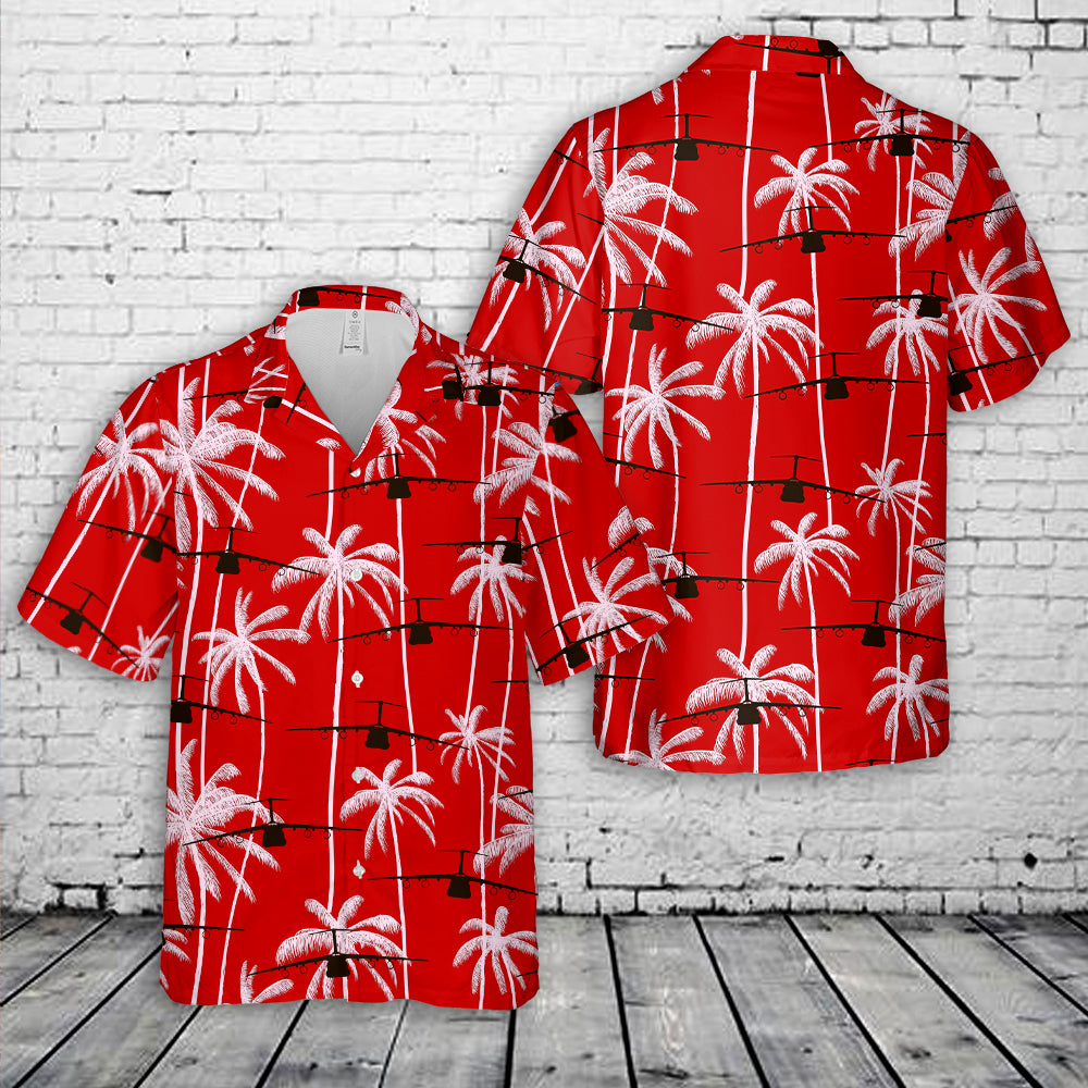 US Air Force C-5 Galaxy Aircraft Silhouettes Hawaiian Shirt