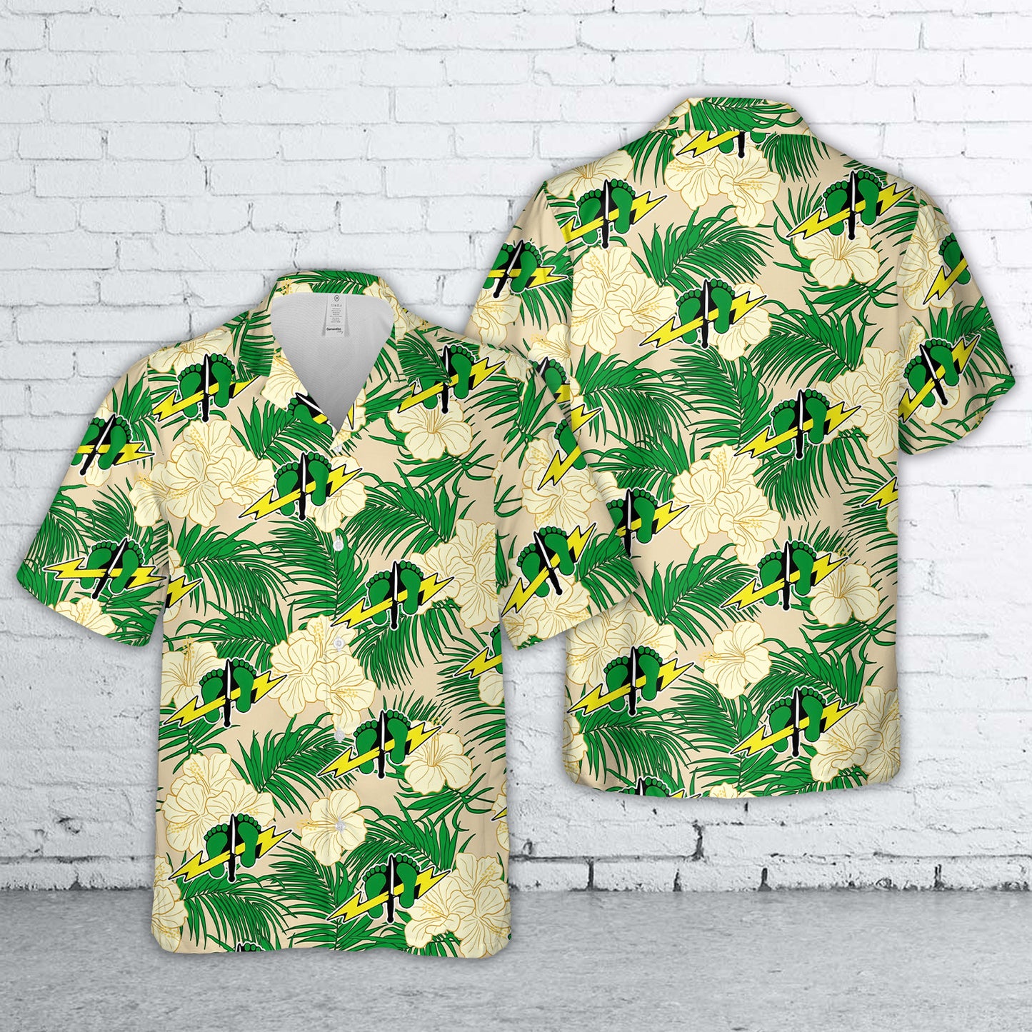 US Air Force Combat Control Green Feet Lightning Bolt Shaped Hawaiian Shirt