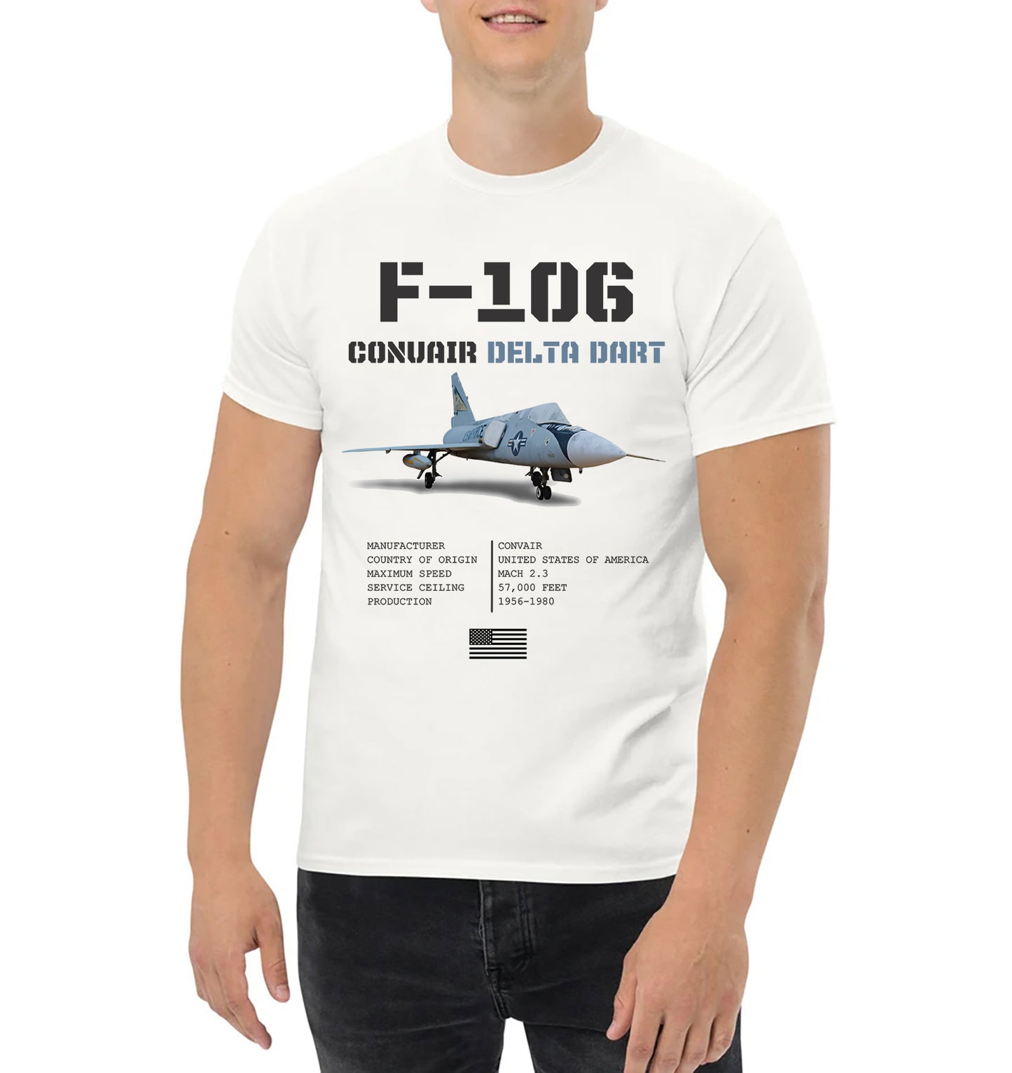 US Air Force Convair F-106 Delta Dart Classic Unisex T-Shirt Gildan 5000 (Made In US)