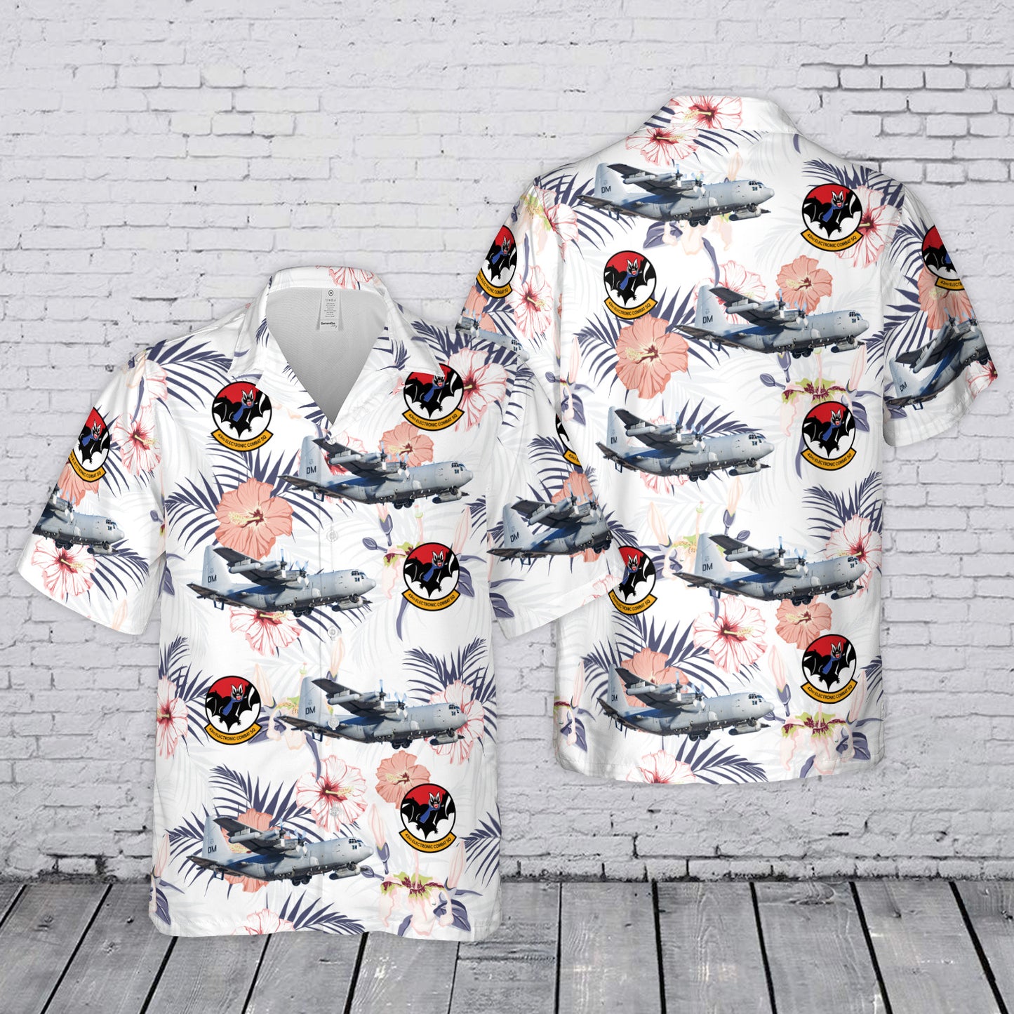 US Air Force EC-130H Compass Call 43rd Electronic Combat Squadron 55th Wing Hawaiian Shirt
