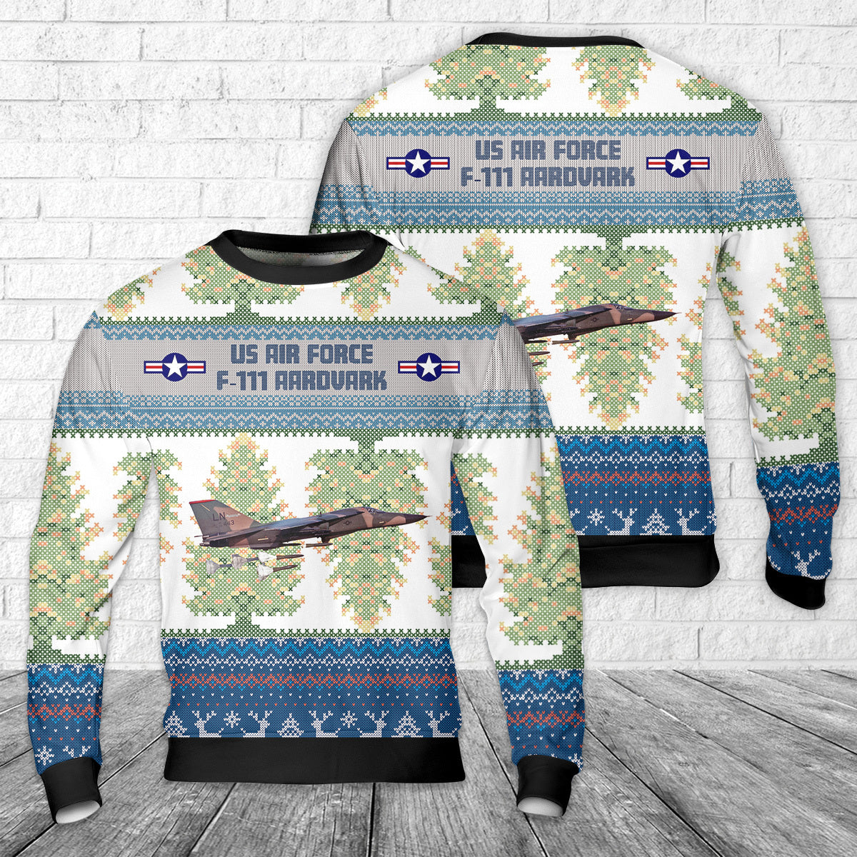 US Air Force F-111 Aardvark Christmas AOP Sweater