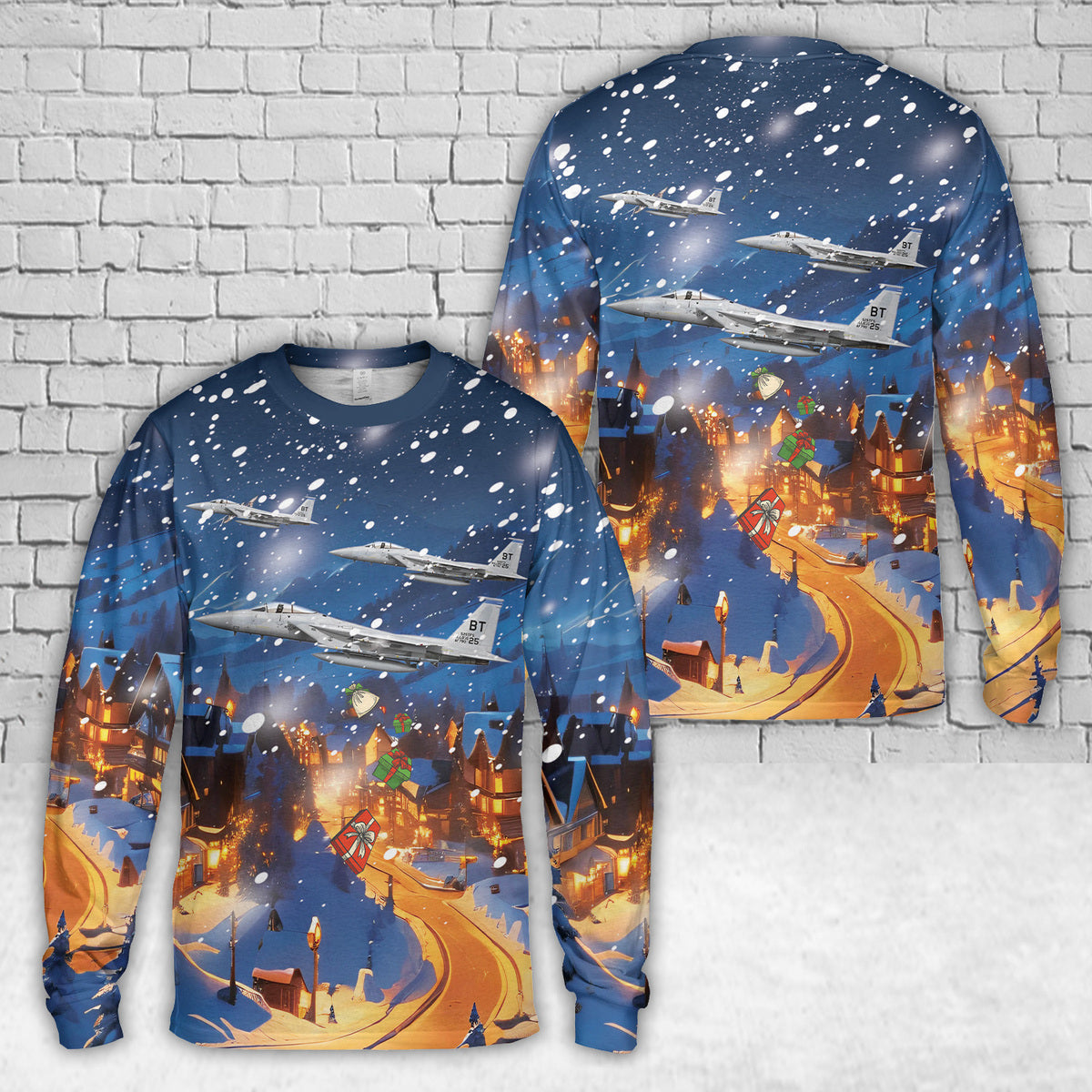 USAF F-15C Eagle Bitburg Air Base 1991 Christmas Long Sleeve Shirt