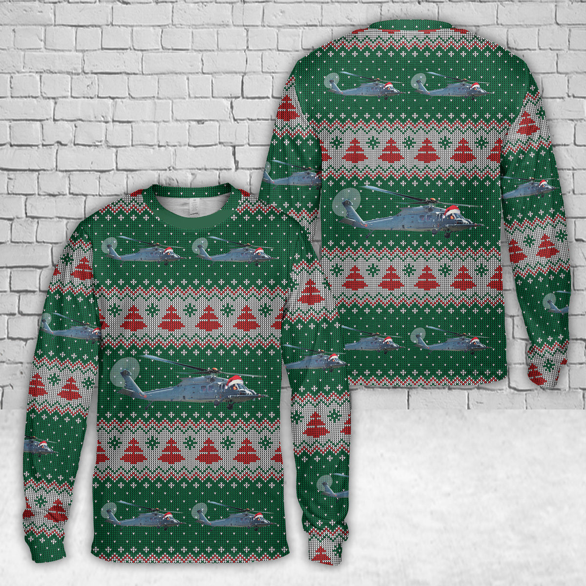 US Air Force HH-60W Combat Rescue Helicopter Christmas AOP Long Sleeve Shirt