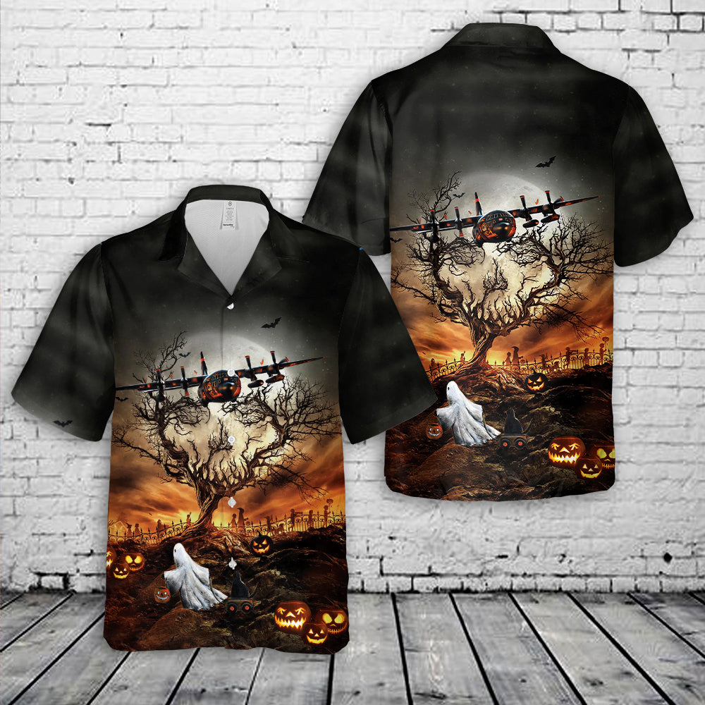 US Air Force Lockheed C-130 Hercules Halloween Hawaiian Shirt