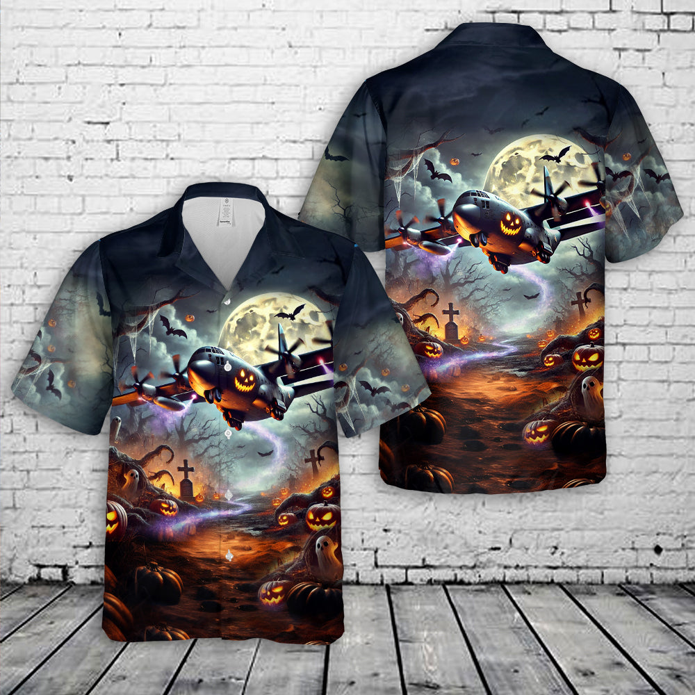 US Air Force Lockheed C-130 Hercules Halloween Hawaiian Shirt