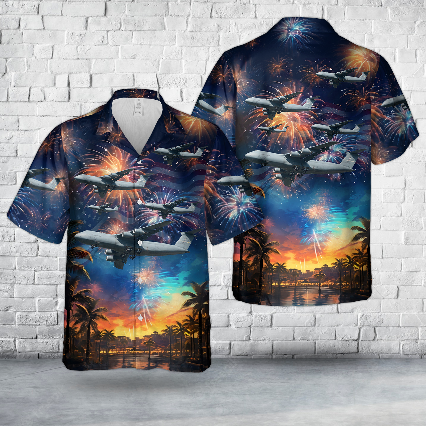 US Air Force Lockheed C-5M Super Galaxy, 4th Of July Hawaiian Shirt