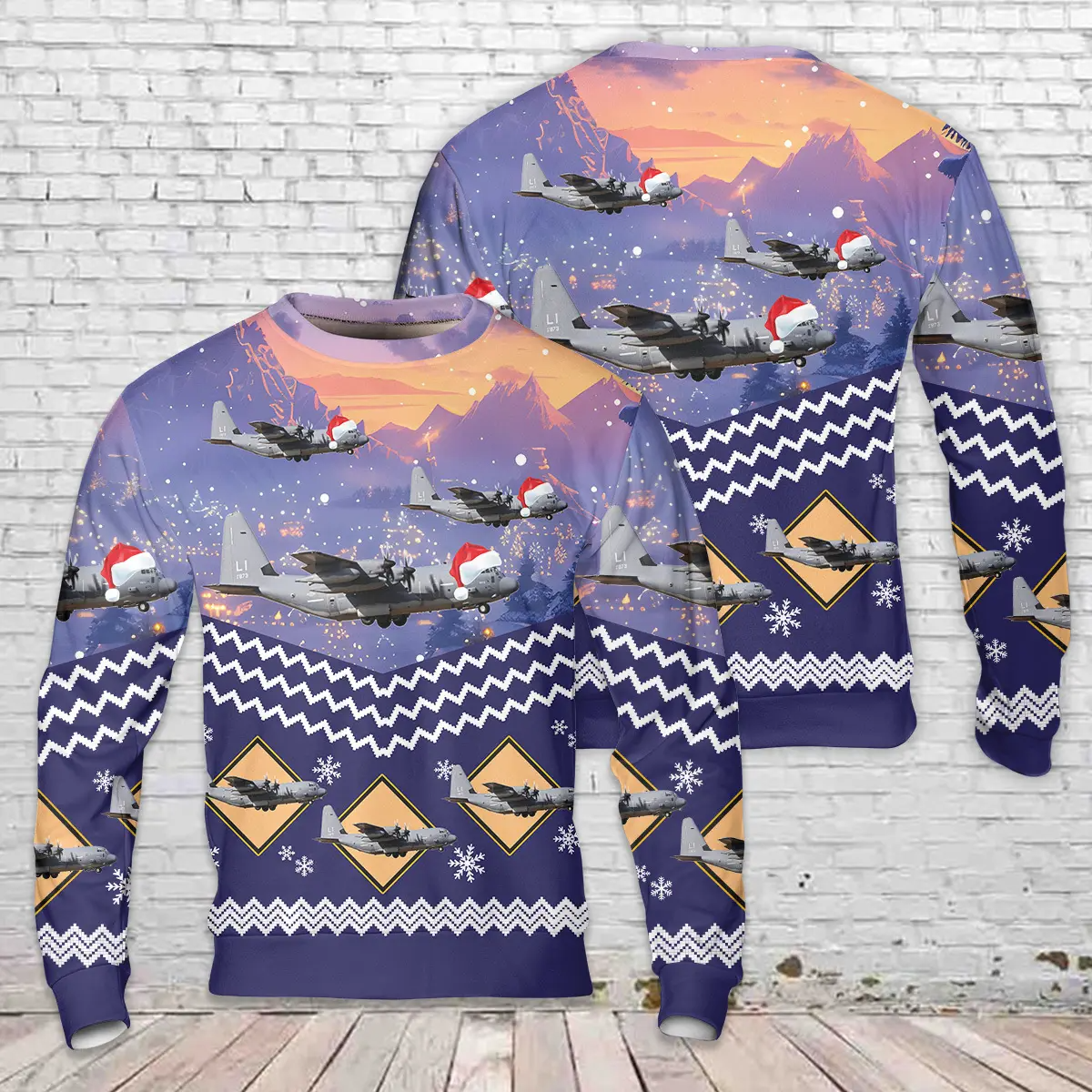 US Air Force Lockheed HC-130J Combat King II LI/16-5873 AOP Christmas Sweater