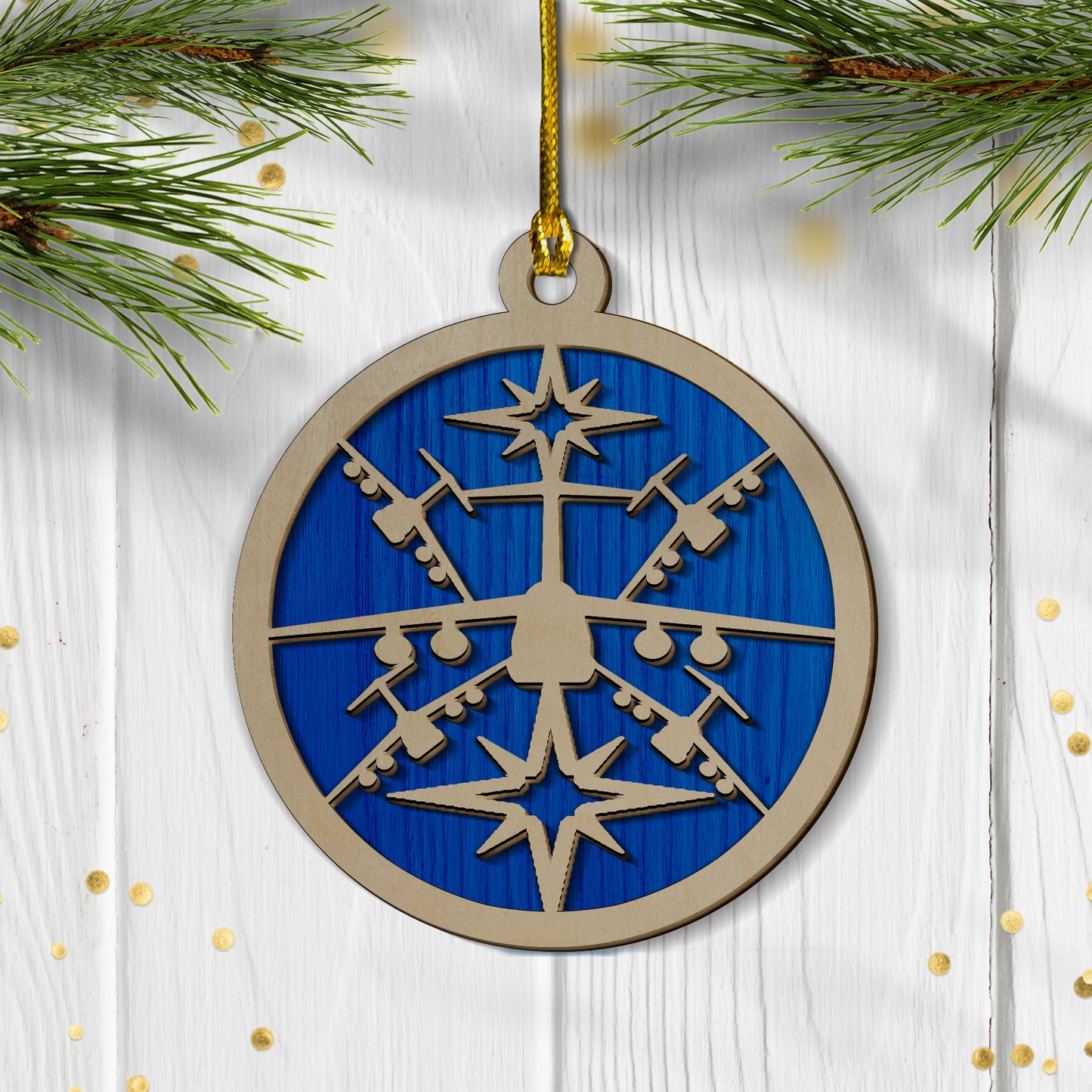 US Air Force Lockheed Martin C-5 Galaxy Christmas 2-layered Wood Ornament