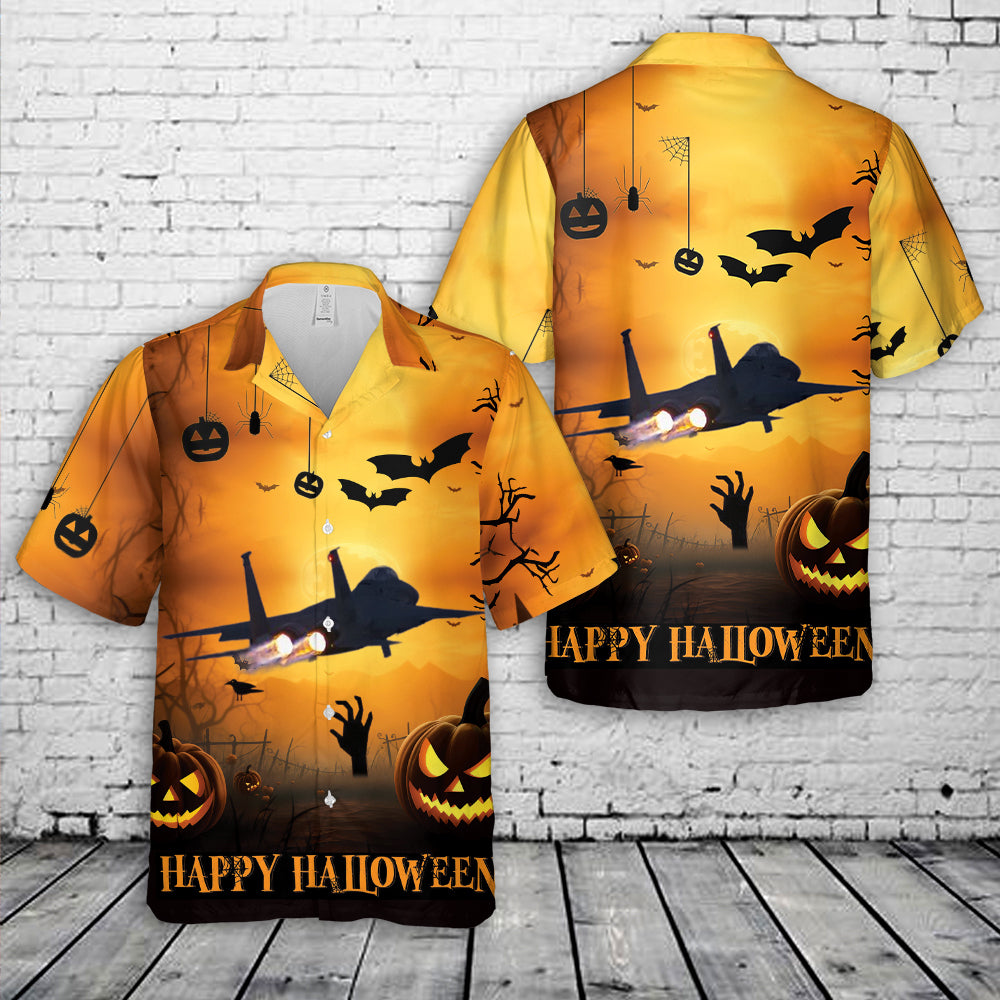US Air Force Massachusetts Air National Guard 104th Fighter Wing F-15 Halloween Hawaiian Shirt