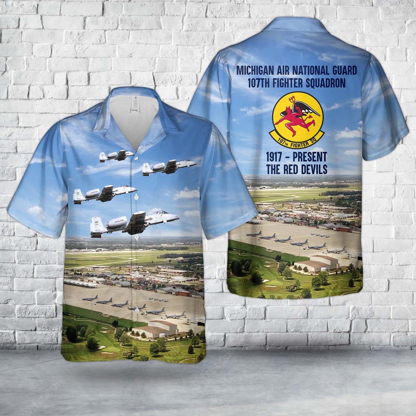 US Air Force Michigan Air National Guard 107th Fighter Squadron A-10 Thunderbolt II 80-255 Hawaiian Shirt
