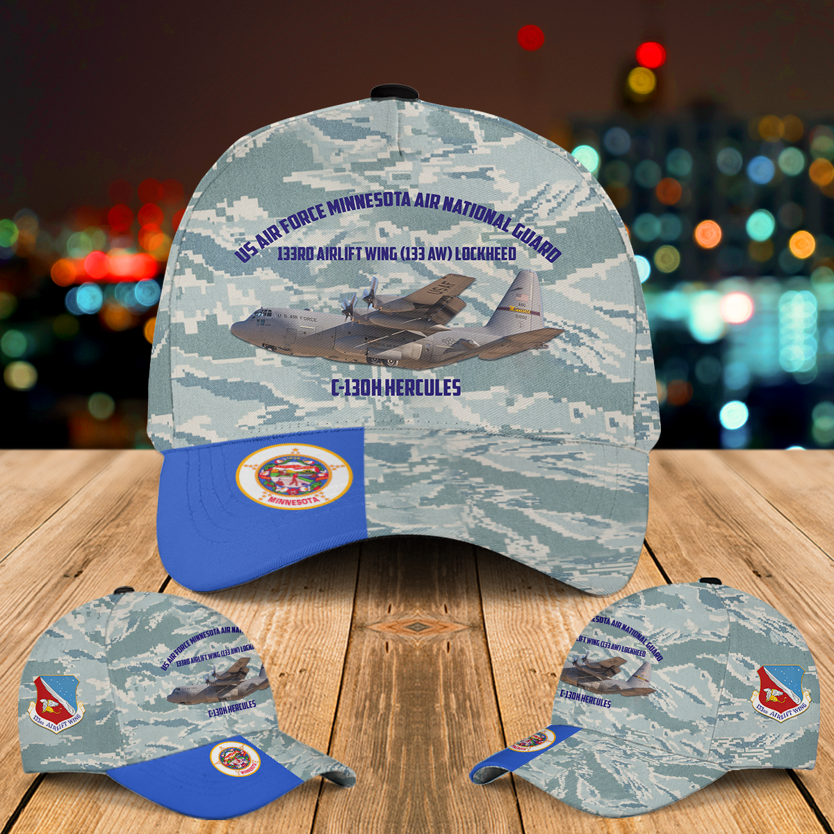 US Air Force Minnesota Air National Guard 133rd Airlift Wing (133 AW) Lockheed C-130H Hercules Baseball Cap