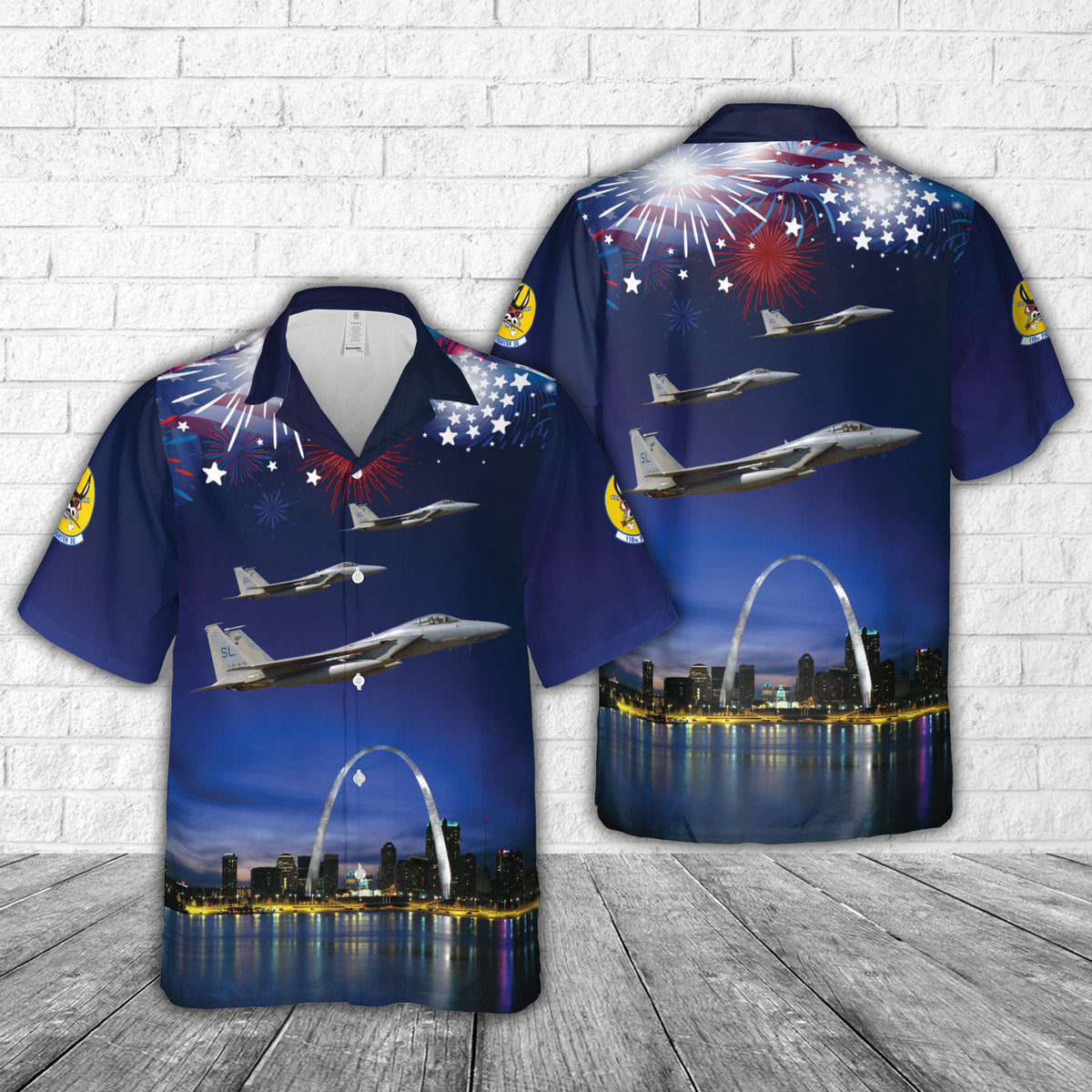 USAF Missouri Air National Guard 110th Fighter Squadron McDonnell Douglas F-15C Eagle, 4th Of July Hawaiian Shirt