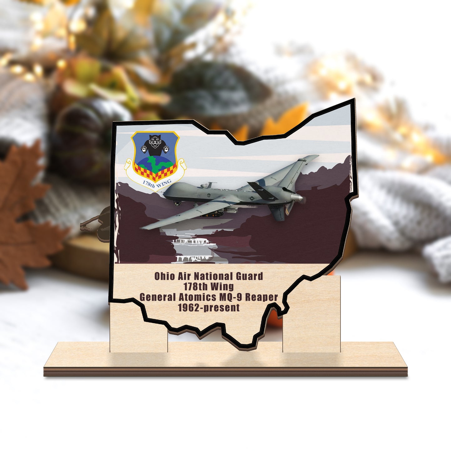 US Air Force Ohio Air National Guard 178th Wing General Atomics MQ-9 Reaper Custom Shape Wood Standee