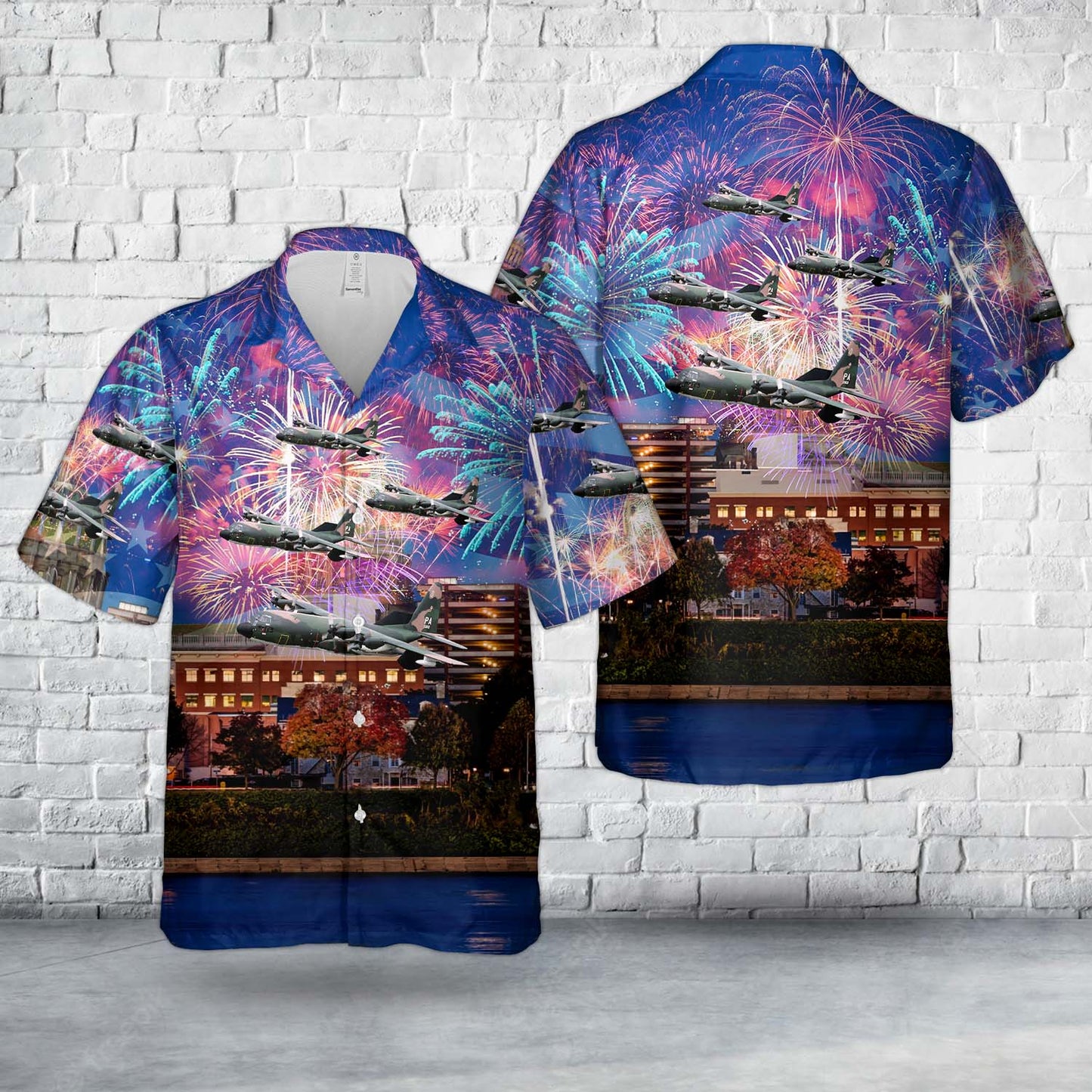 US Air Force Pennsylvania Air National Guard 193rd Special Operations Squadron Lockheed EC-130E Hercules (s/n 63-7869), 4th Of July Hawaiian Shirt